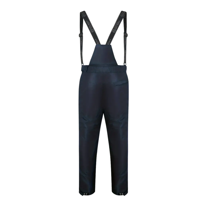Unisex Mitchell ski trousers, insulated, side view, showing deep pockets and leg zippers