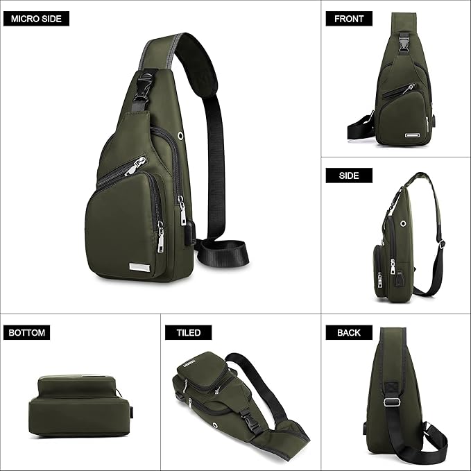 The interior of the waterproof sling bag, revealing multiple compartments for organized storage of essentials