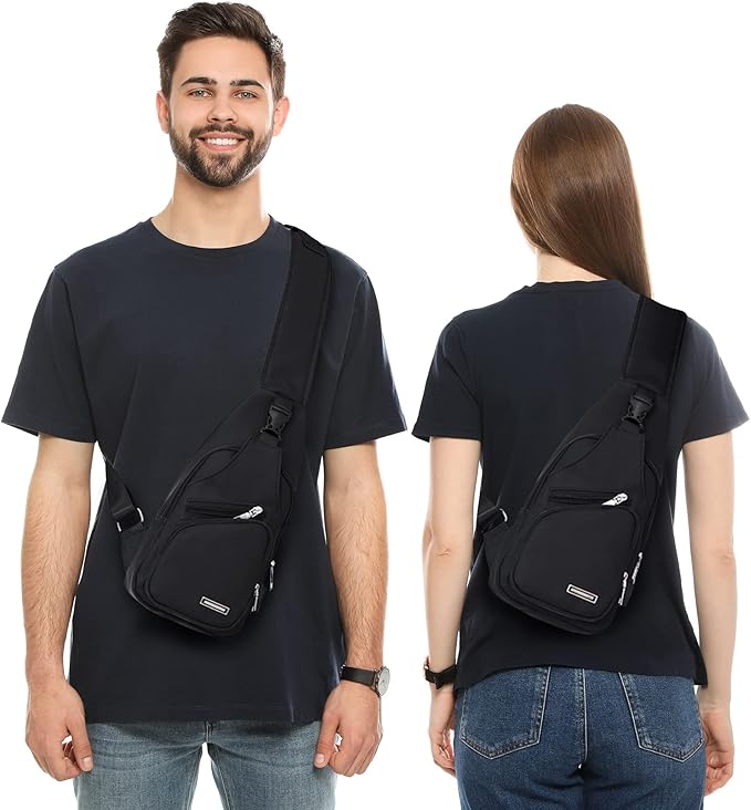 WaveSling sling bag on a rainy day, demonstrating its waterproof capabilities, perfect for outdoor gear