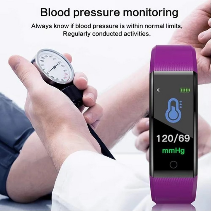 Waterproof unisex smartwatch, ideal for swimming & outdoor activities. Health & fitness tracking features.