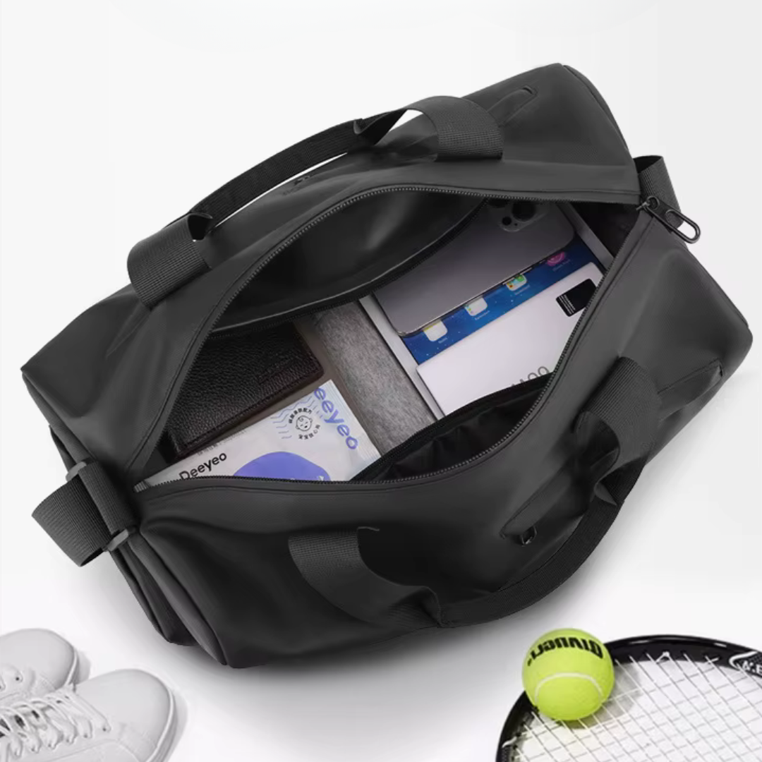 Versatile waterproof sports bag with shoe storage, ideal for fitness, weekend trips, or travel.