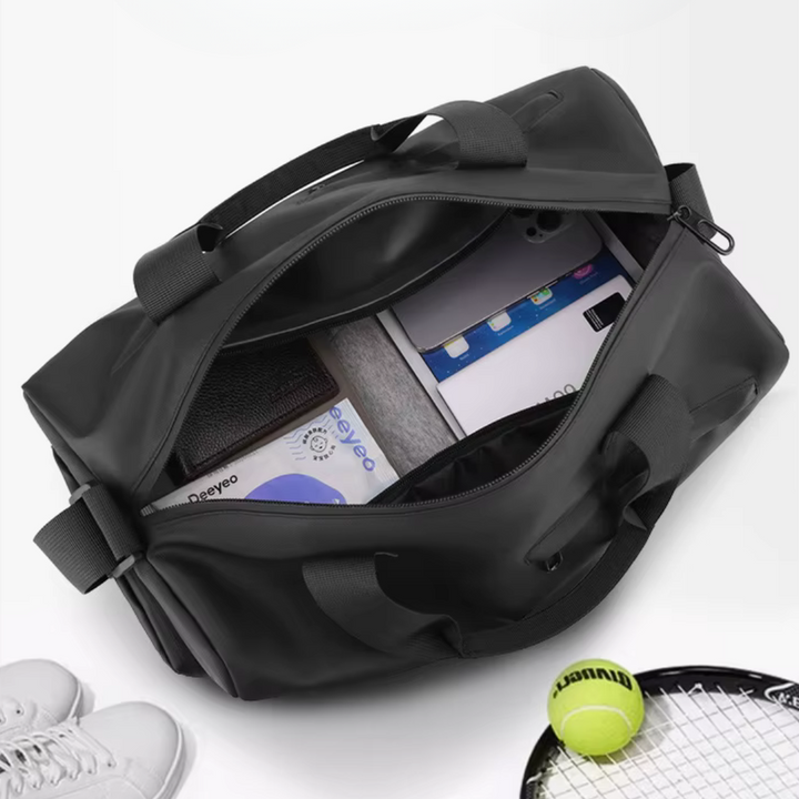 Versatile waterproof sports bag with shoe storage, ideal for fitness, weekend trips, or travel.