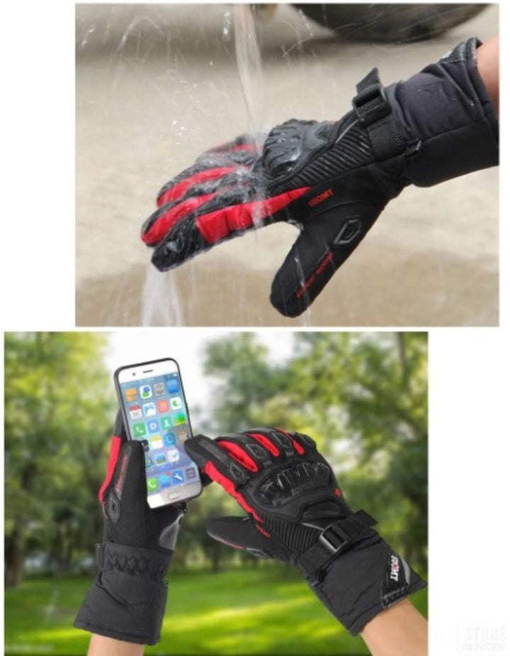 Max protection unisex winter motorcycle gloves, waterproof & thermal for cold weather.