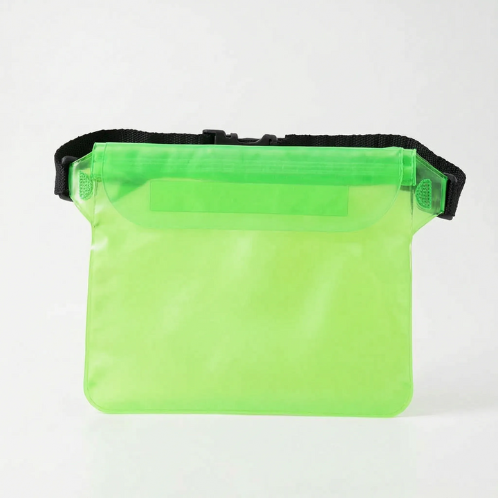 Convenient clear waterproof fanny pack for beach and water activities. Keep phone visible & dry. Unisex.