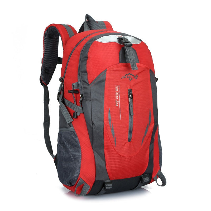 Rugged nylon waterproof backpack, perfect for men & women's travel, hiking, and camping. A durable multi-compartment adventure bag.