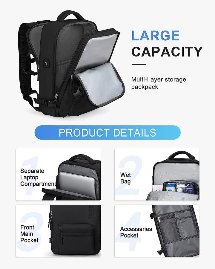 Large capacity waterproof travel backpack with organized compartments for all essentials.