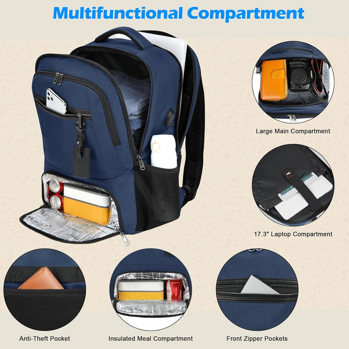 Modern unisex waterproof USB backpack, ideal for laptops, work, and school.