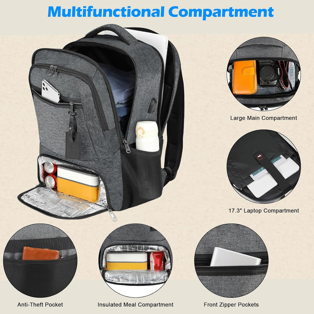 Waterproof laptop backpack with USB charging, ideal for students & professionals.