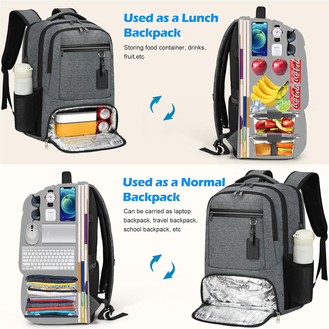 Secure waterproof laptop backpack with USB charger, designed for safe travel.