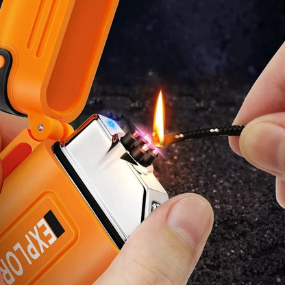 Rechargeable plasma lighter, unisex, ideal for hiking, camping, and tactical outdoor activities.