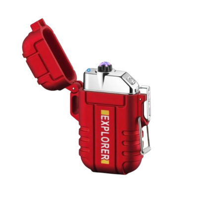 Flameless windproof USB rechargeable arc lighter, perfect for camping, hiking, and emergencies.