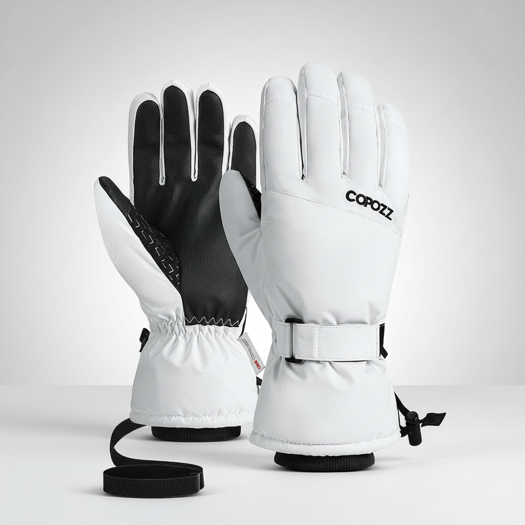 Close-up of GlideGrip unisex waterproof thermal winter gloves, ideal for motorcycle riding