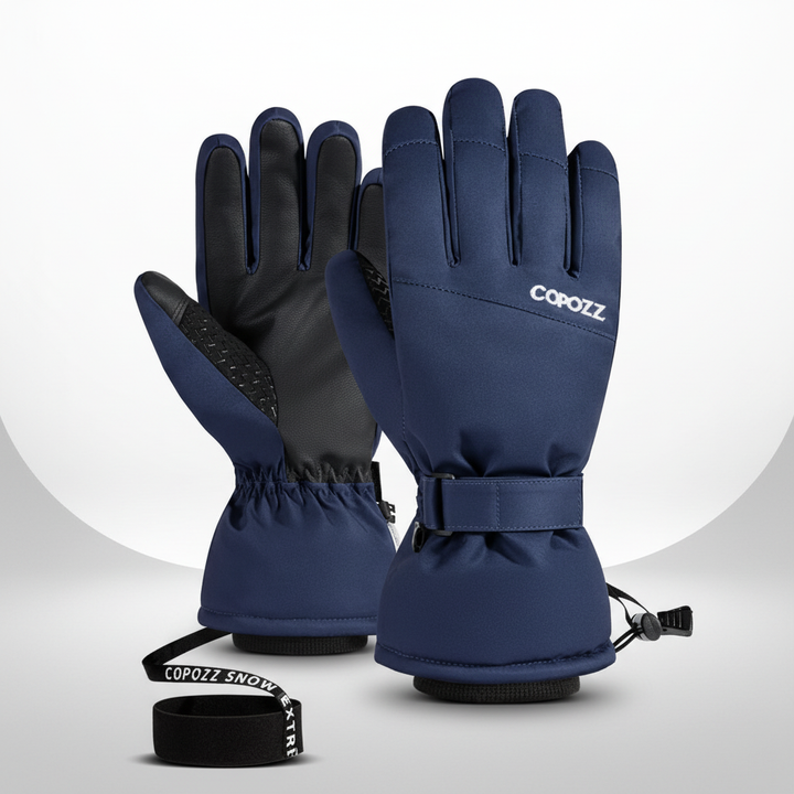 Detail of wrist closure on unisex waterproof winter gloves, ensuring a snug and thermal fit
