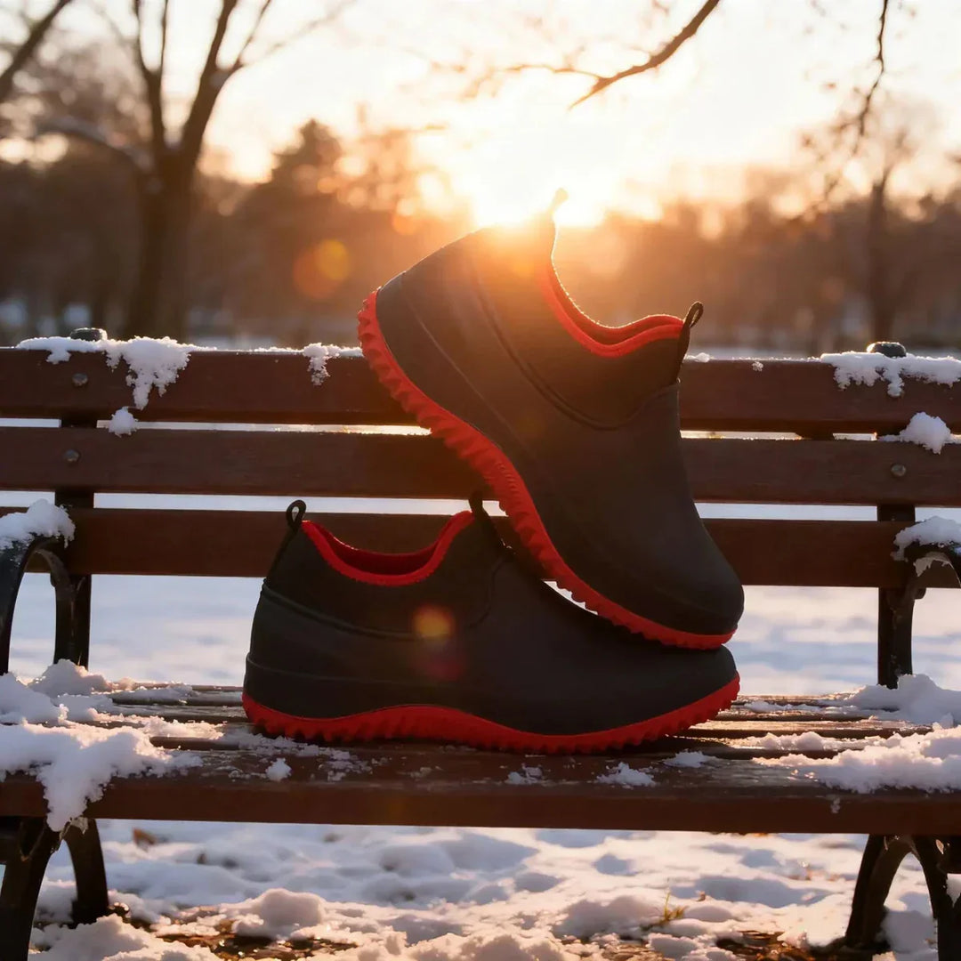 Protective, slip-on gardening shoes, waterproof & comfortable for outdoor tasks and daily wear.
