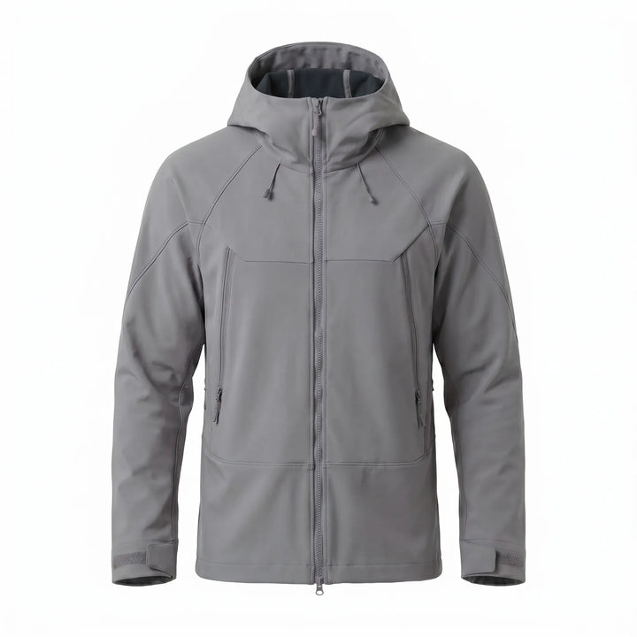 Stylish and functional hooded outdoor jacket, weather-resistant for hiking adventures.