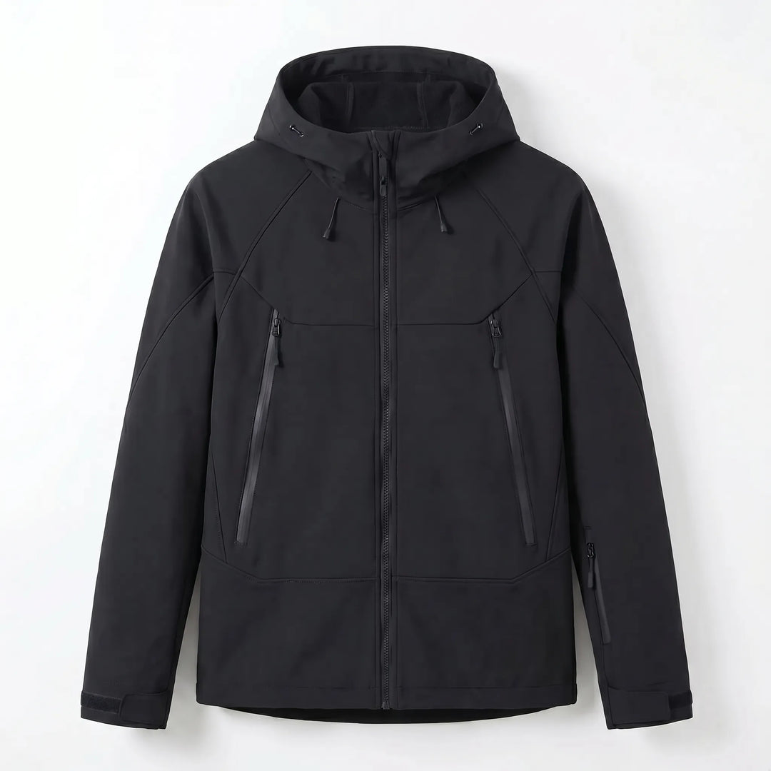 Lightweight unisex hooded travel jacket, weather-resistant & easy to pack.