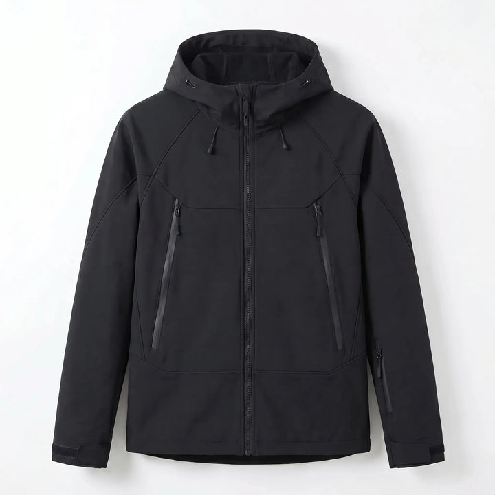Lightweight unisex hooded travel jacket, weather-resistant & easy to pack.