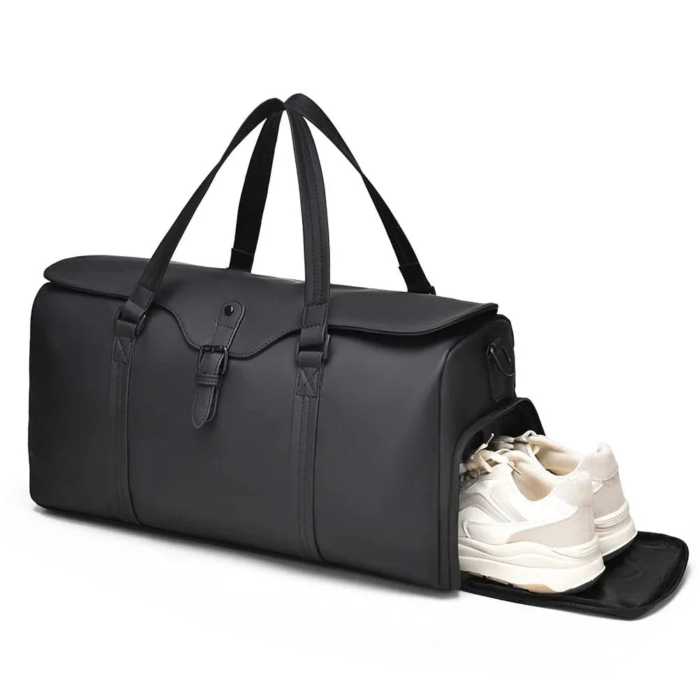 Modern duffle bag with shoe compartment, an essential travel accessory for any adventurer.