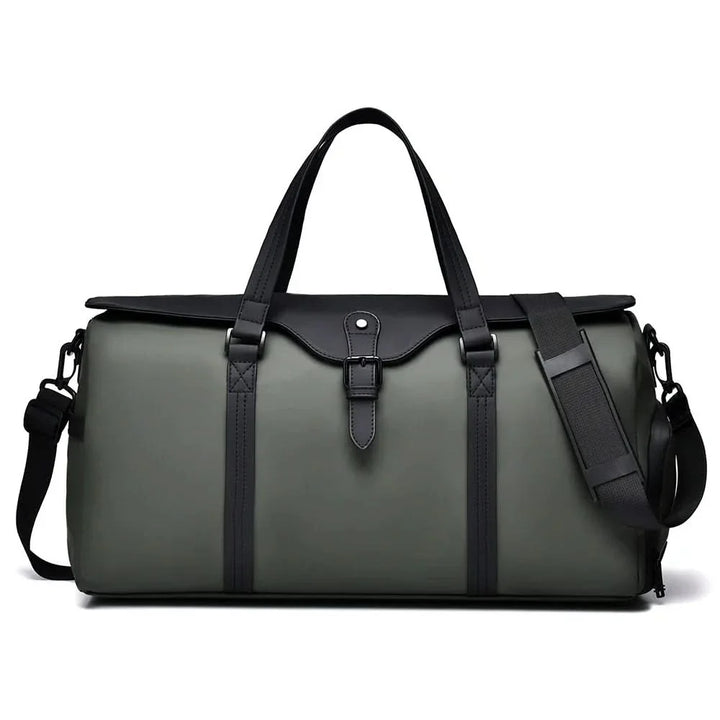 Functional travel duffle bag with dedicated shoe compartment, a versatile unisex accessory.