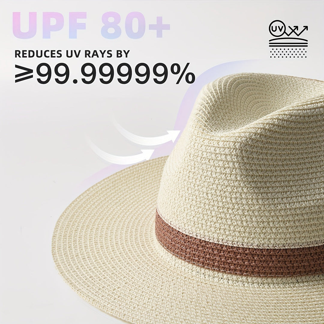 Unisex wide brim sun hat with internal band detail, ensuring a comfortable fit for summer outdoor activities.