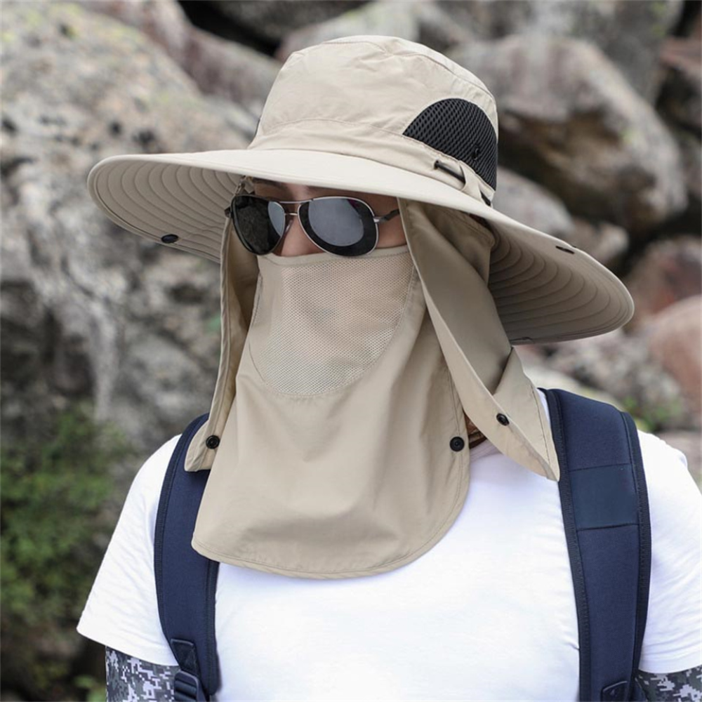 Unisex wide brim sun protection fishing hat, breathable & adjustable for outdoor adventures.