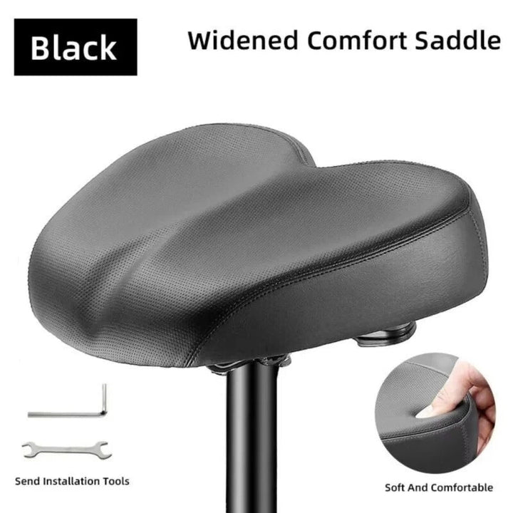 Ergonomic, shock-absorbing bike seat, designed for universal fit and ultimate comfort on long rides.