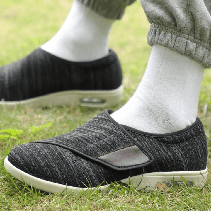 Unisex wide fit diabetic shoes for swollen feet, featuring adjustable hook-and-loop closure for comfort.