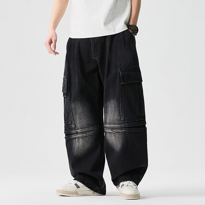 Effortless wide-leg denim pants, unisex design for comfortable, versatile casual & streetwear looks.
