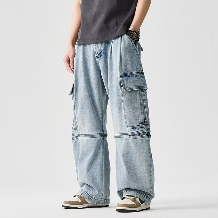 Comfortable unisex wide-leg denim pants, designed for effortless everyday wear and a fashionable look.
