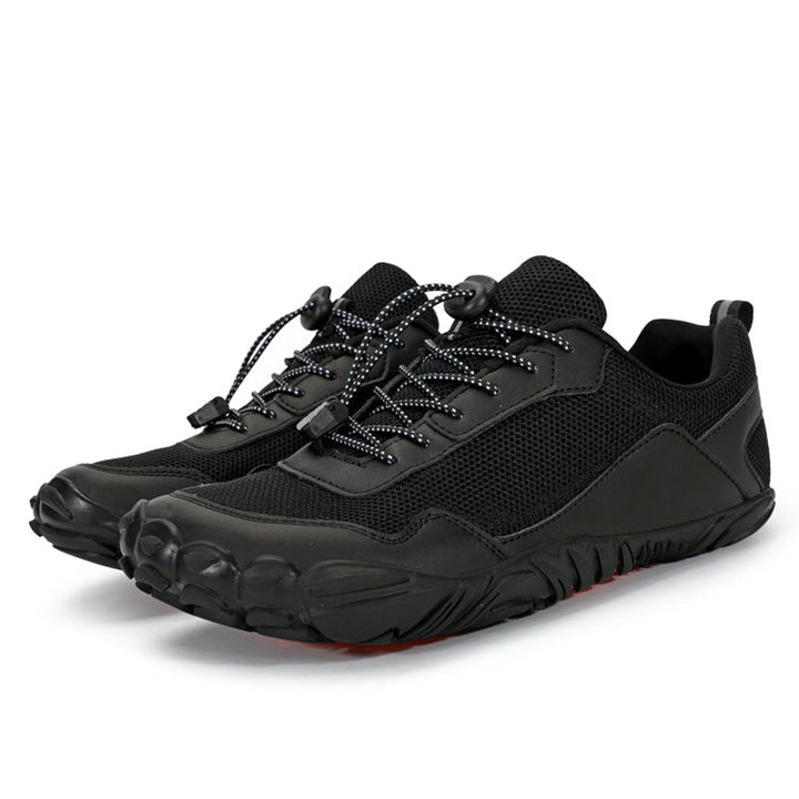 Unisex wide toe box orthopedic hiking shoes for natural fit & comfort on trails.