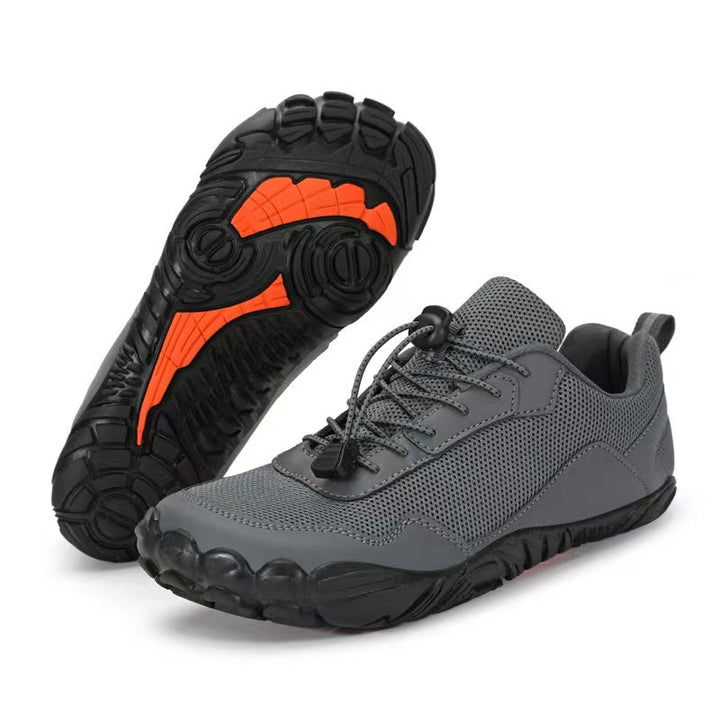 Rugged unisex orthopedic hiking shoes, wide toe box, natural fit, perfect for outdoor trail adventures.