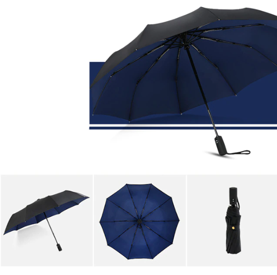 Unisex windproof umbrella, AeroShield, against a stormy sky, showcasing its weather protection
