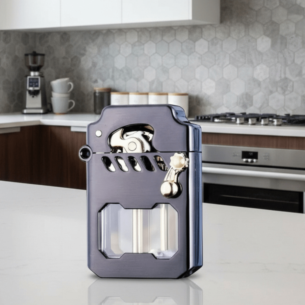 Unisex windproof mechanical gear lighter. Durable metal fire starter for outdoor & everyday carry.