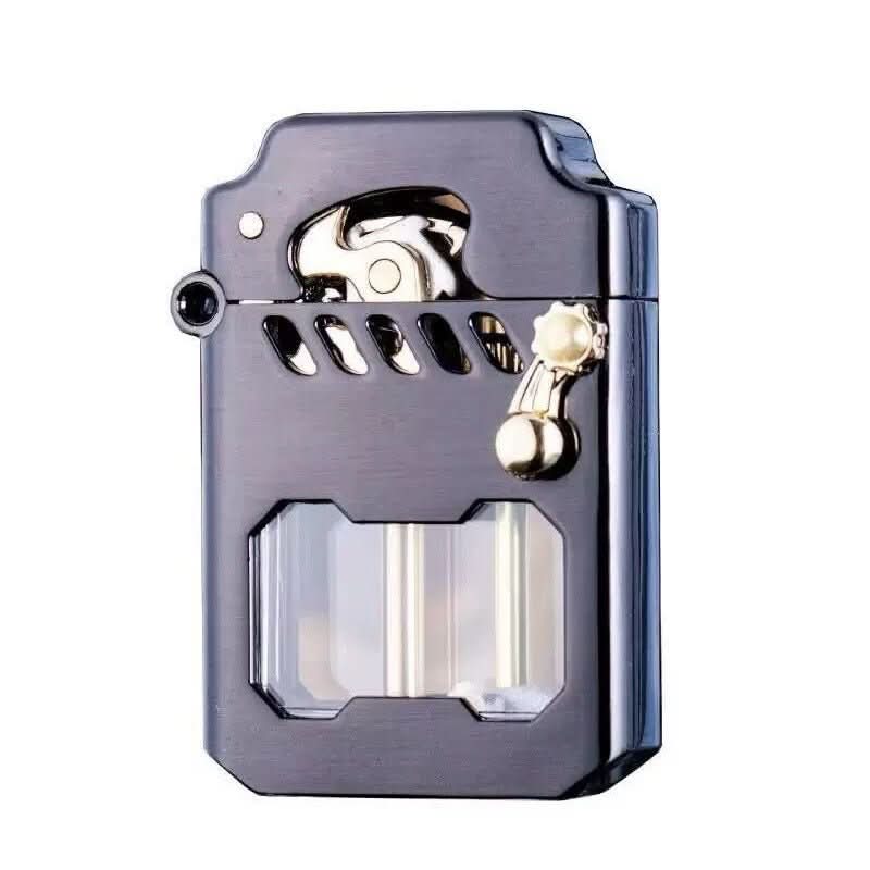 Stylish metal gear lighter, windproof design. Essential EDC accessory for outdoor adventures and camping.
