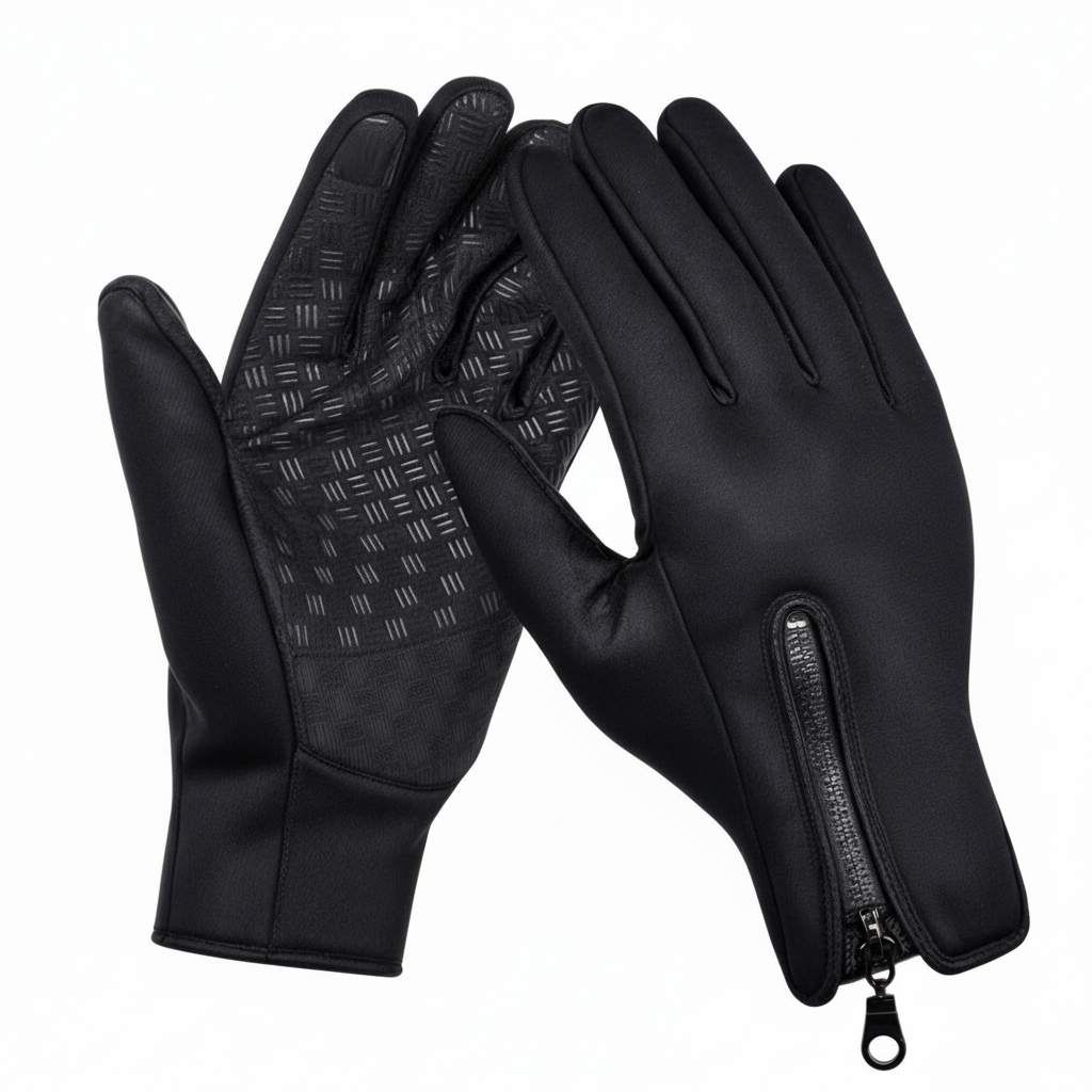 Warm unisex cycling gloves with touchscreen fingers. Windproof protection for cold outdoor activities.