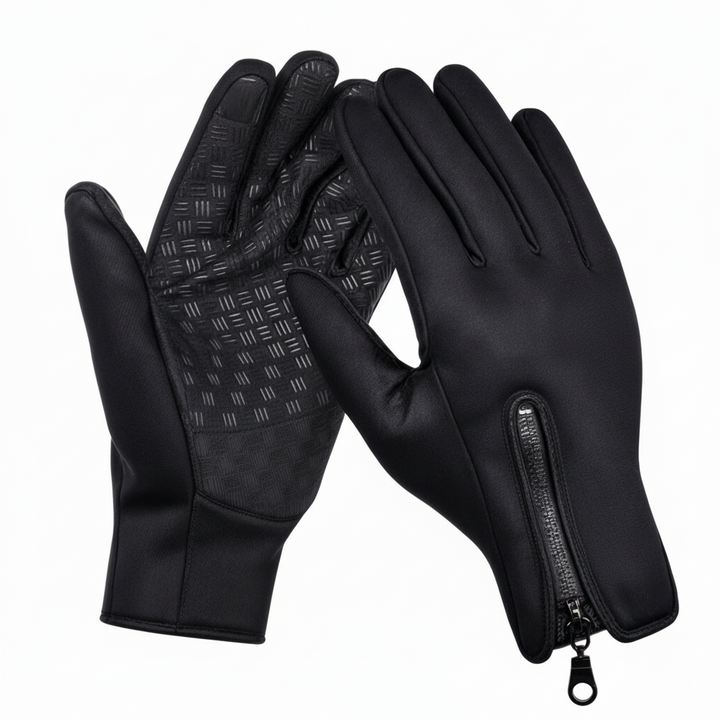 Warm unisex cycling gloves with touchscreen fingers. Windproof protection for cold outdoor activities.