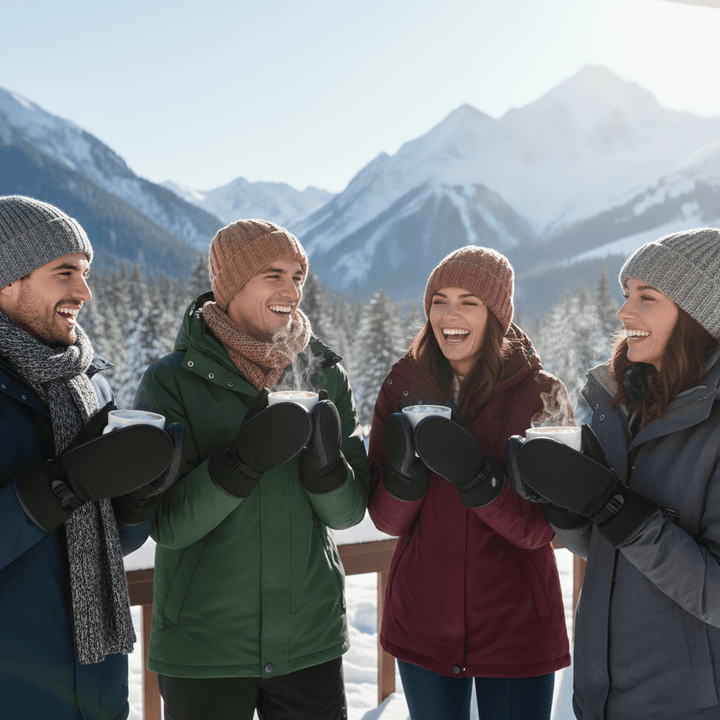 Touchscreen compatible windproof gloves for men & women, ideal for using smartphones in cold weather during outdoor activities.