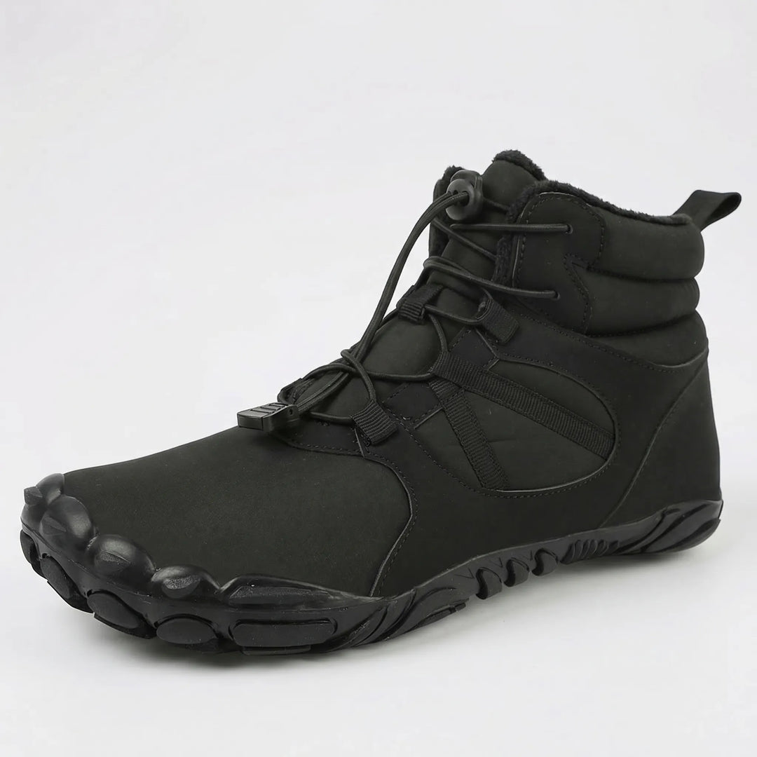 Comfortable unisex barefoot ankle boots featuring a wide toe box for natural foot splay in winter.