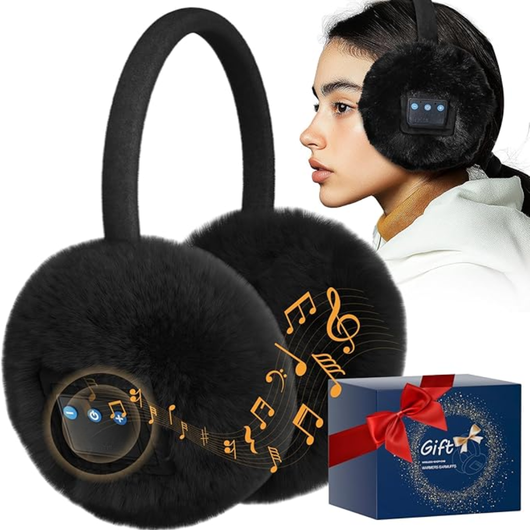 Stylish wireless headphones disguised as warm ear coverings, perfect for men and women in cold weather.