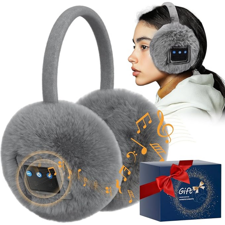 Modern ear warmers with integrated Bluetooth headphones, designed for unisex use during cold outdoor adventures.