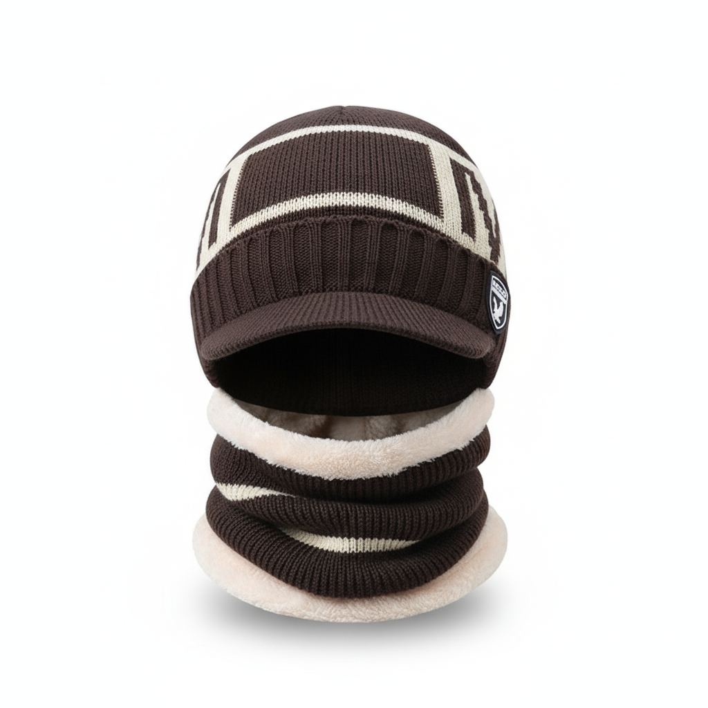 Performance unisex winter cap, integrating face protection for active wear.