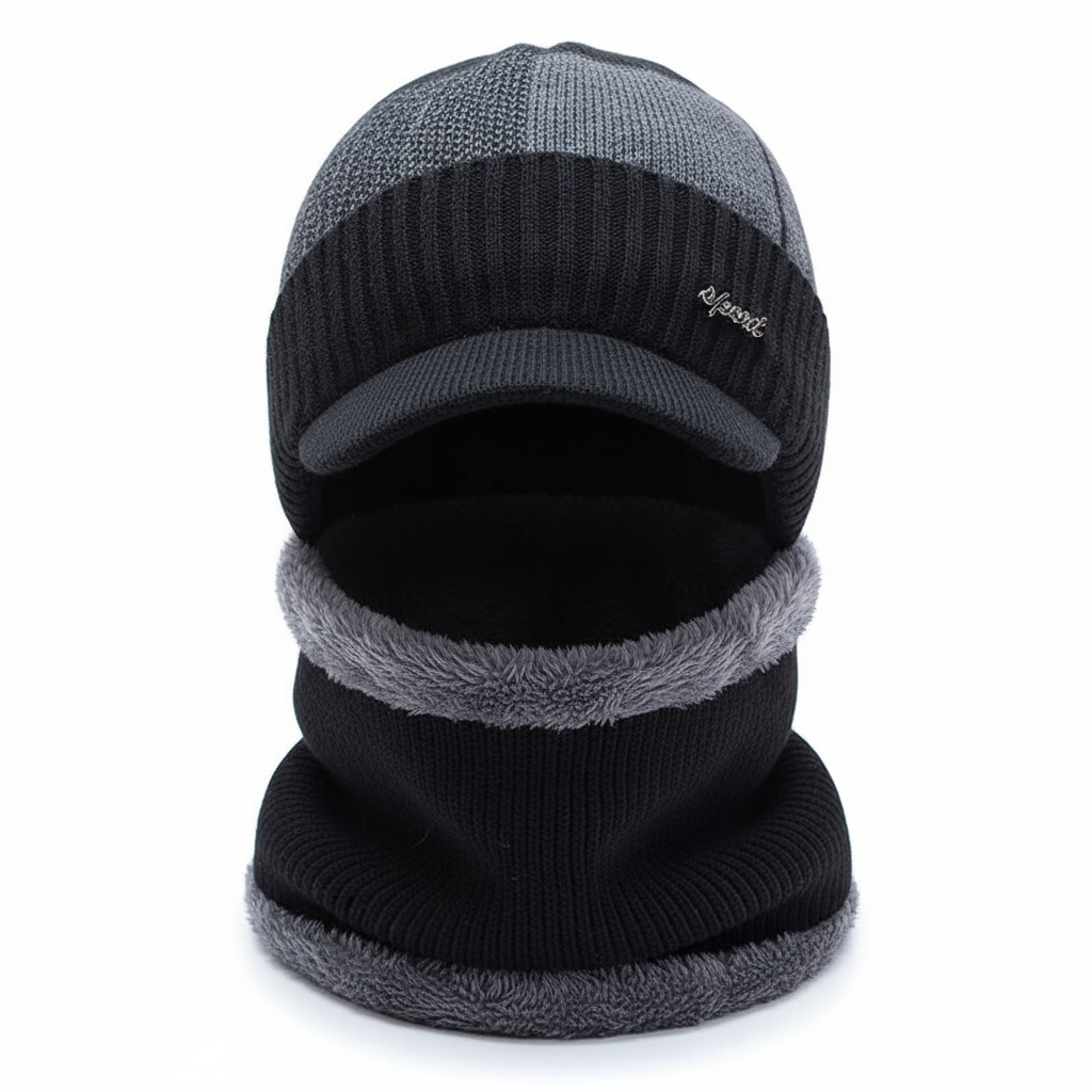 Unisex thermal winter hat with attachable face shield for comprehensive warmth.