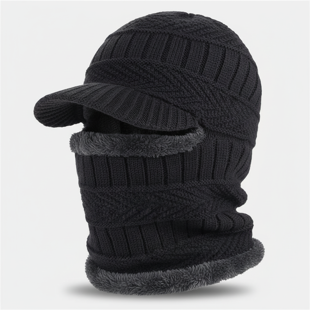 Outdoor accessory: unisex winter hat with full face coverage for extreme cold.