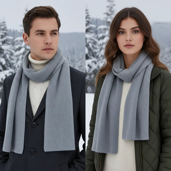 Unisex winter cashmere scarf, soft & warm wrap in classic grey, luxurious neck warmer