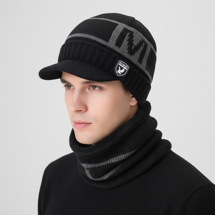 Thermal knit balaclava with visor, provides full face and head warmth