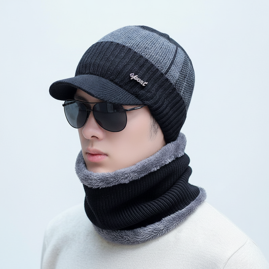 Ski-ready knit balaclava with visor, unisex protection from elements