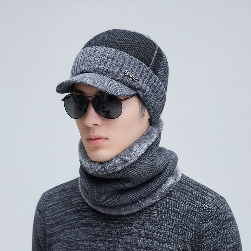 Motorcycle knit balaclava, integrated visor, windproof, unisex