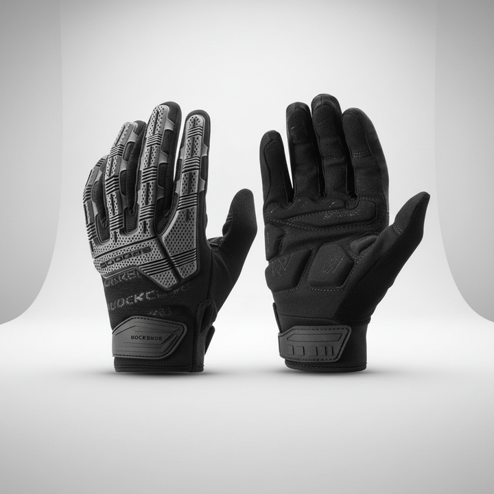 Close-up of ColdGuard winter tactical gloves showing reinforced knuckles and durable fabric
