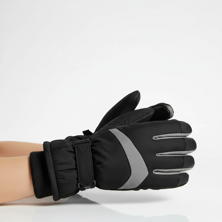 Detailed view of the warm fleece interior of unisex thermal winter gloves, offering comfort and insulation