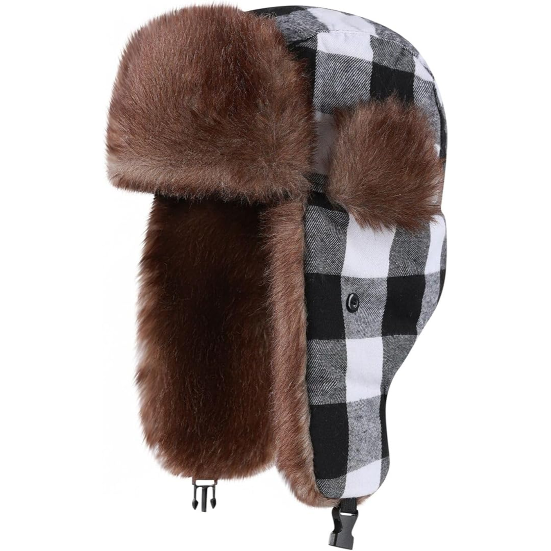 Adjustable unisex trooper hat, ideal for snow sports & outdoor activities, offering warm headwear.